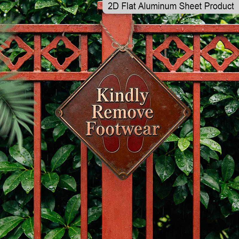 2D Flat 1pc, Shoe Removal Etiquette Theme, Home Decor Gift for Organized Living Lovers, Vintage Metal Sign, Suitable for Entryway, Doorway, Shoe