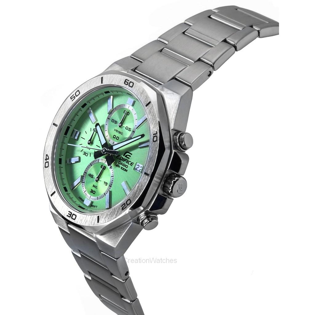 Casio Edifice Standard Chronograph Analog Stainless Steel Green Dial Quartz EFV-640D-3AV 100M Men's Watch
