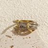 Two-Tone Stainless Steel Zircon Diamond Interlocking Ring