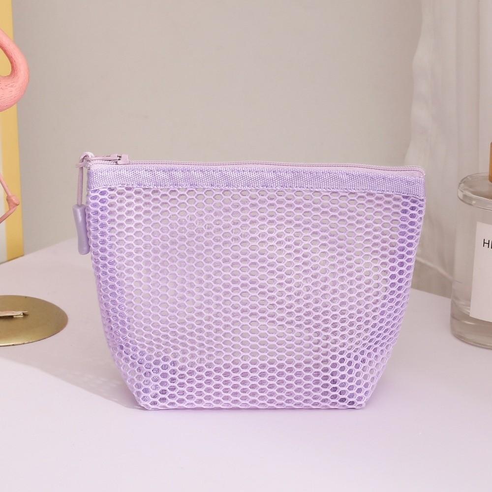 Portable Mesh Cosmetic Bag Dopamine Transparent Lipstick Makeup Bag Large Capacity Zipper Coin Purse for Women Girls