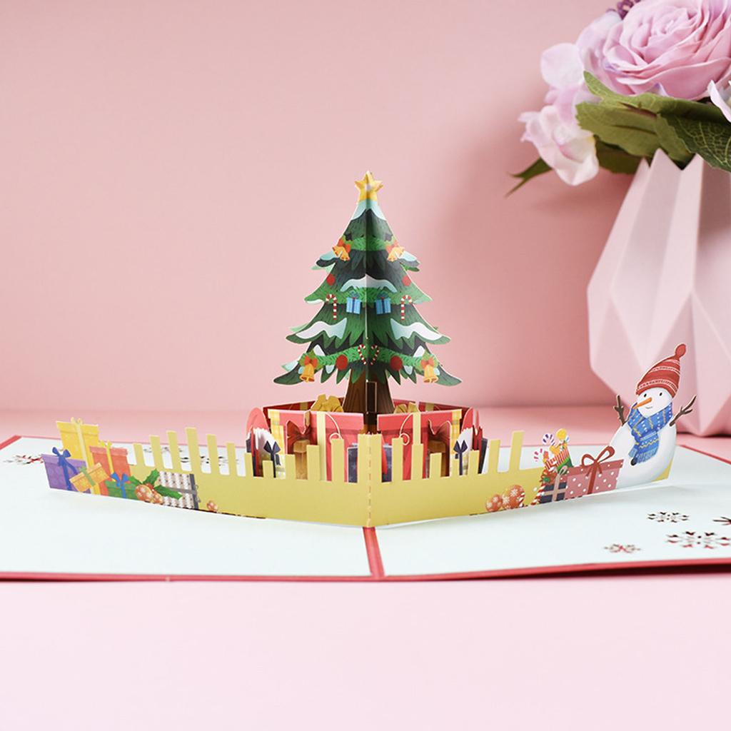 Pop-UP Paper Greeting Cards Postcards Christmas Pop-UP Cards 2 Styles for Birthday Christmas Party Wedding Decoration