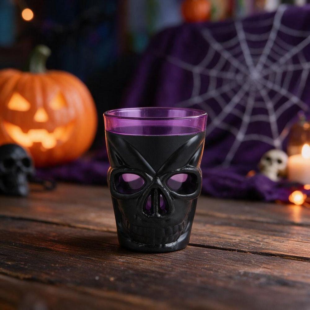 Double Layer Design Halloween Glowing Skull Cup Halloween Drinking Cup Entertaining Guests