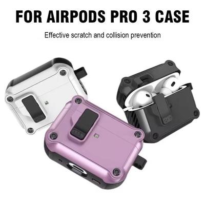 Dual Case for Airpods Pro 3 2025 with Lock Clip Shockproof Security Lock Switch With Keychain Magnetic Lid