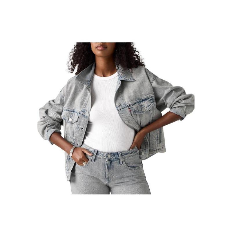 Levis Solid Color Loose Fit Single Breasted Long Sleeve Denim Jacket Women Jackets A1743-0147