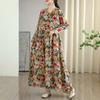Dimanaf New 2025 Women Plus Size Spring Long Dress Loose Basic Vintage Oversize Long Sleeve Maxi Floral