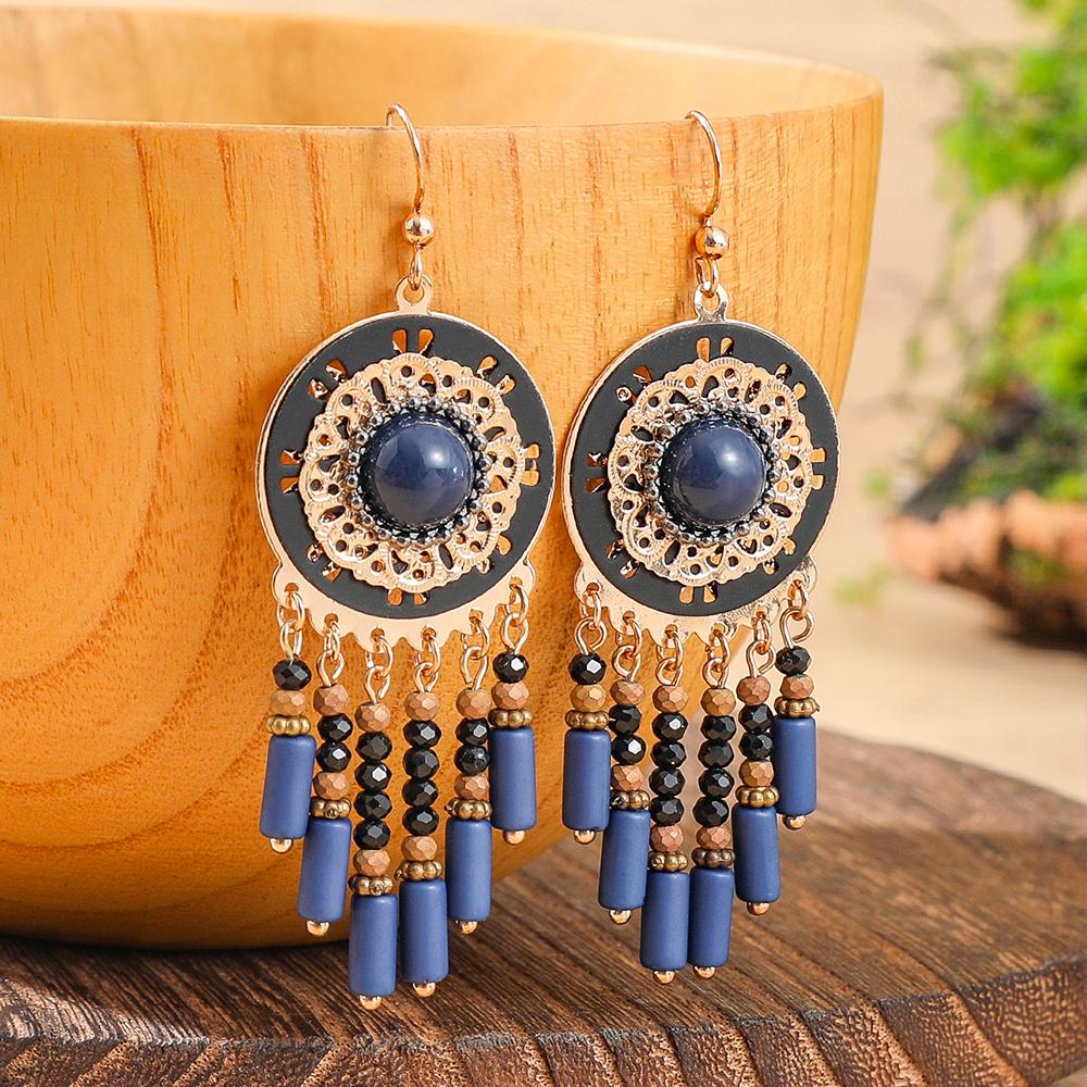 1 Pair Vintage Dangle Earrings for Women Court Style Artificial Zircon Inlay Tassel Earrings Daily Wear Party Decors Versatile