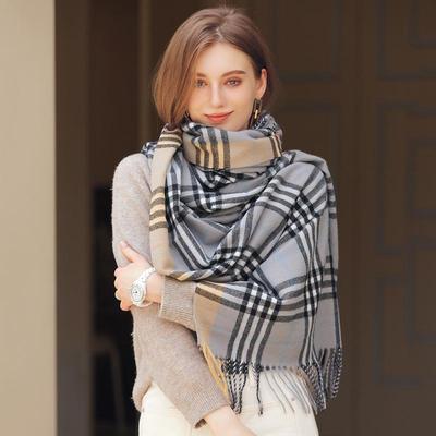 Winter Women's Contrast Color Plaid Imitation Cashmere Scarf Fashion Scarf