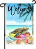 Nebuluxe Welcome Garden Flag, Summer Beach Turtle with Hat Design, Double Sided Burlap, 12 X 18 Inches, Outdoor Yard Decorat