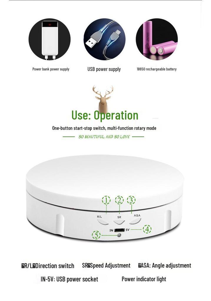 Rotating Display Stand with Mirror - USB Charging for Jewelry, Figures & Live Broadcast