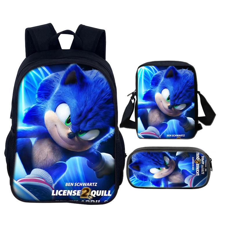 Sonic The Hedgehog 2 Book Bag Set With Waterresistant Polyester For School And Travel