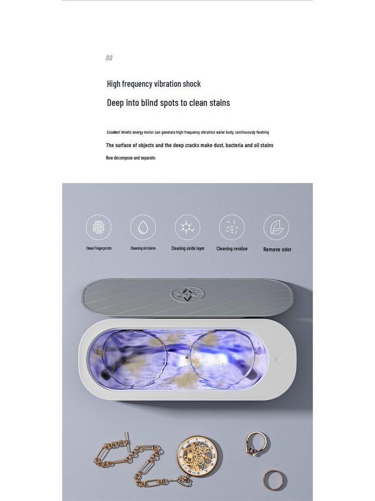 Curățător Portabil cu Ultrasunete pentru Ochelari și Bijuterii - Automat, Mini, pentru Uz Casnic