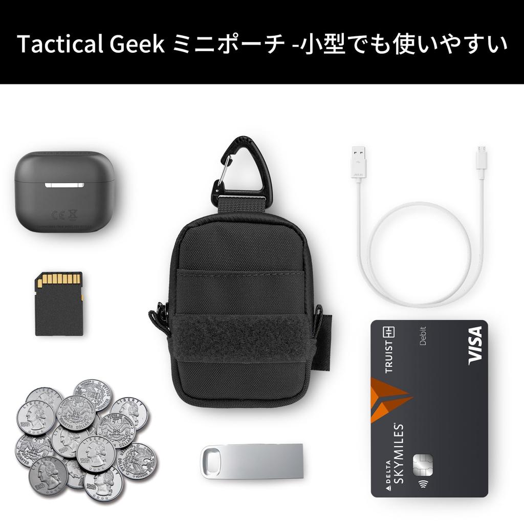 Tactical Geek Storage A6 Mini Multifunctional EDC Wallet Key and Coin 2 Coin AirPods Pass IC Card Compatible Tactical Molle System with Keychain