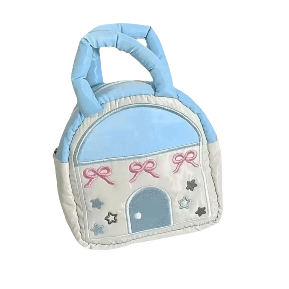 Portable Small House Shaped Handbag Large Capacity Makeup Organizer Bag  Daily Use