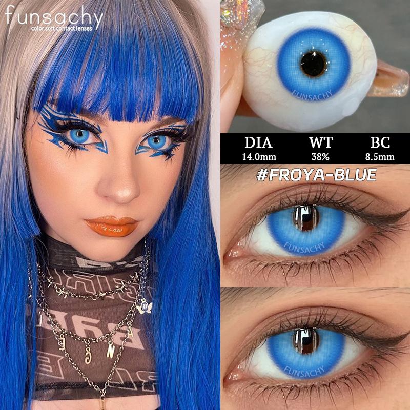 FUNSACHY Blindness Black Cosplay Contact Lenses for Eyes Halloweeen Party Makeup Eye Contacts Yearly Use Beauty Pupils Cosmetics