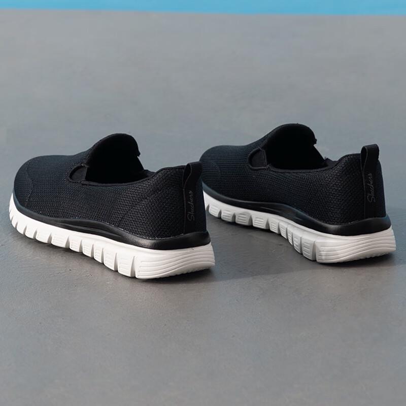 Skechers Women's 100842-BKW Black Walking Shoes