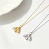 European & American S925 Sterling Silver Zircon Bee Pendant Necklace - Women's Fashion Light Luxury Clavicle Chain