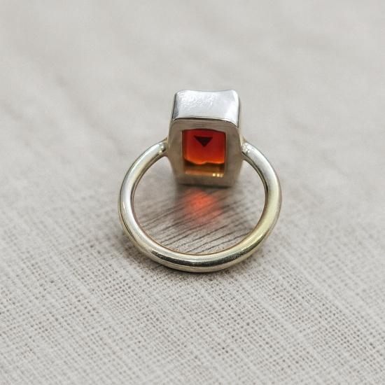 Red Garnet Ring: 925 Sterling Silver Octagon Minimalist Bohemian Ring Everyday Wear Jewelry
