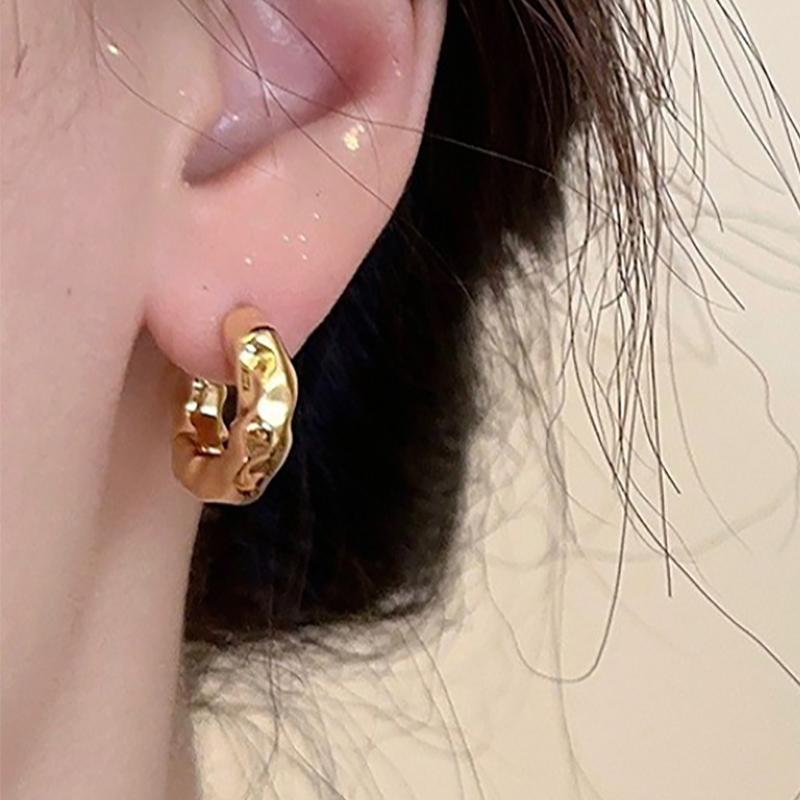 foxanry Irregular Fold Earrings For Women Girls Minimalist Personality Trendy Wedding Party Bride Jewelry Accessories Gifts