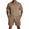 Men's Casual Lightweight Breathable Short-Sleeve Shirt And Shorts Set