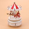 Wooden Carousel Music Box Wooden Decorative Toy Desktop Musical Box Gifts for Christmas Birthday Valentine's Day (Red)