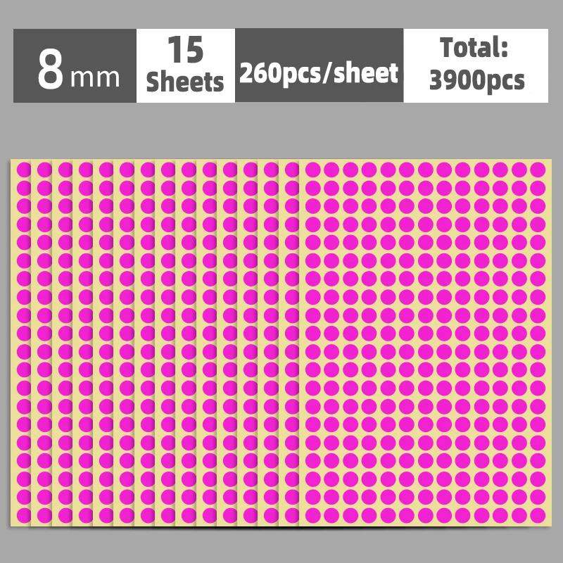 

15 Sheets/set 6mm-100mm Self-Adhesive Dot Label Stickers Multi Color and Size Round Sticker for Decoration/Packaging/Sealing 6mm