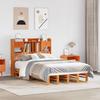 Solid Wood Bed with Shelf Without Mattress Wax Brown 135 X 190 Cm