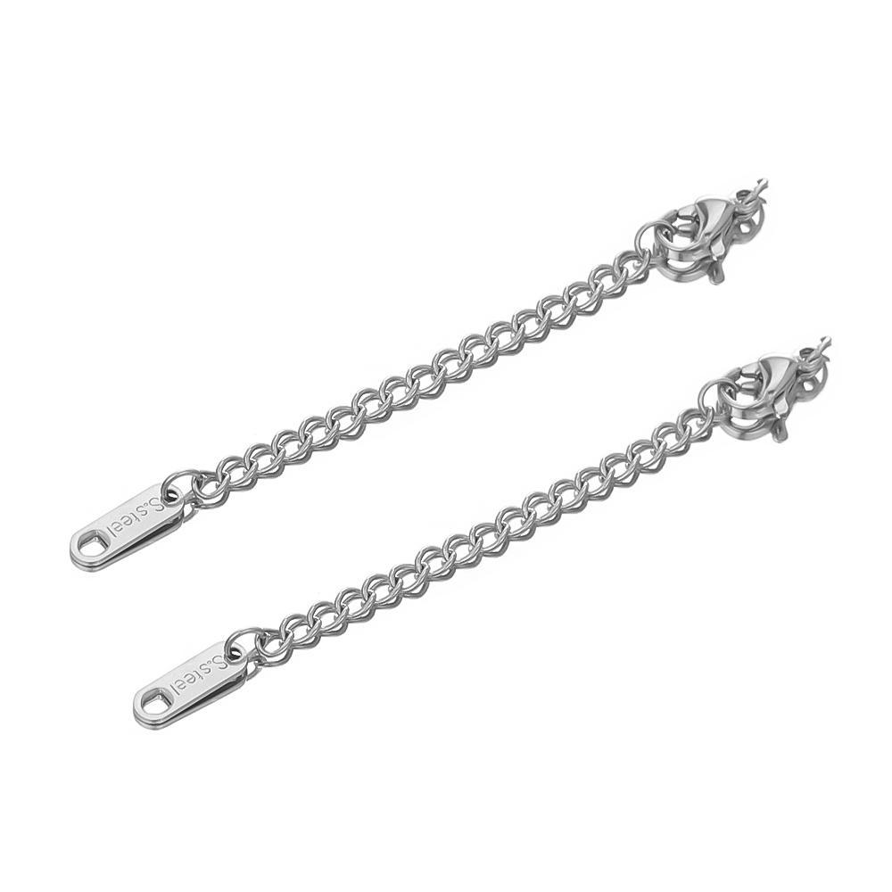 10pcs Stainless Steel Extension Extended Tail Chains Lobster Clasps Connectors DIY Jewelry Making Findings Bracelet Necklaces