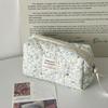 Portable Corduroy Aesthetic Cosmetic Organizer Large Capacity Zipper Floral Makeup Pouch Toiletry Bag Makeup Brush