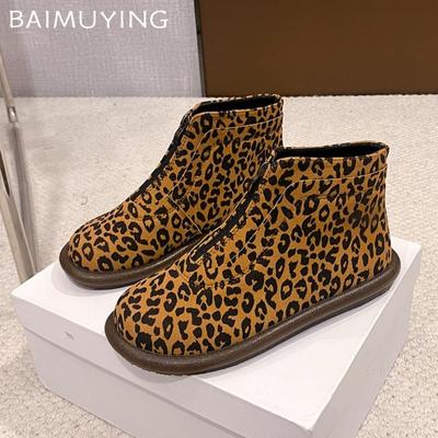 Mocassins Léopard Femmes Bottines Cheville Tendance Zips Designer Daim Chaussures Décontractées Tendance 2025 Nouvelle Marque Confort Goth Hiver Botas De Mujer