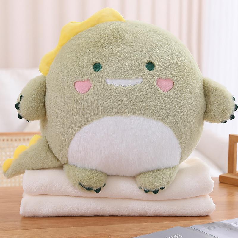 Cartoon Animal Pillow Blanket Pig Thing Smoothly Pillow Three-In-One Air Conditioner Blanket Office Dinosaur Koala Waist Cushion