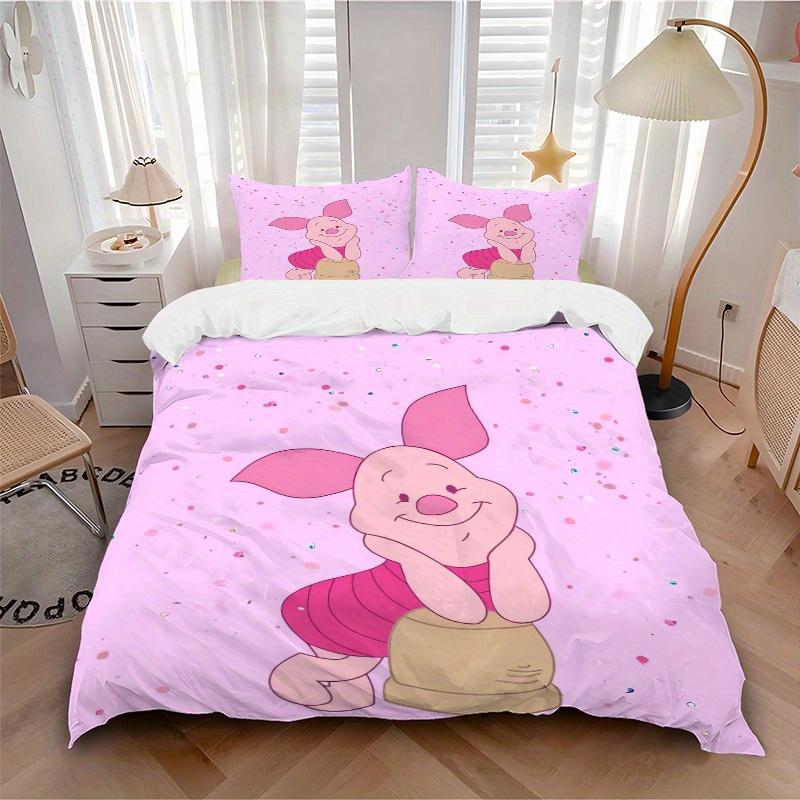 3pcs Cute Cartoon Piglet Quilt Cover Set - Soft and Cozy Bedroom, Guest Room and Dorm Decorative Bedding 3-Piece Set 1 Quilt Cover + 2 Pillow Sha
