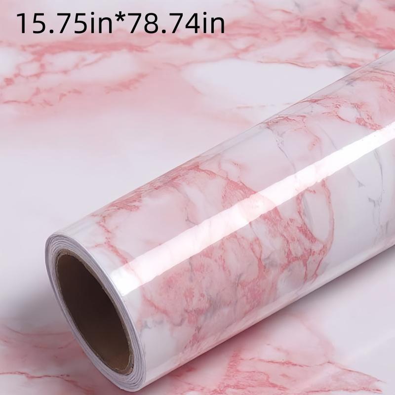 1 Roll of Self-adhesive Pink Marble Wallpaper, Detachable, Waterproof, Suitable for Wall Decoration and Countertops