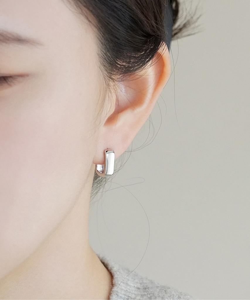 Alleun Silver 925 Square Bold One-Touch Silver Earrings Luxury