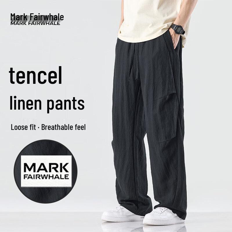 MARK FAIRWHALE Men s Lightweight Lyocell Linen Blend Casual Pants M