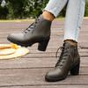 New European Style Combat Boots European Style Women's Large Size Thick Heel Short Boots