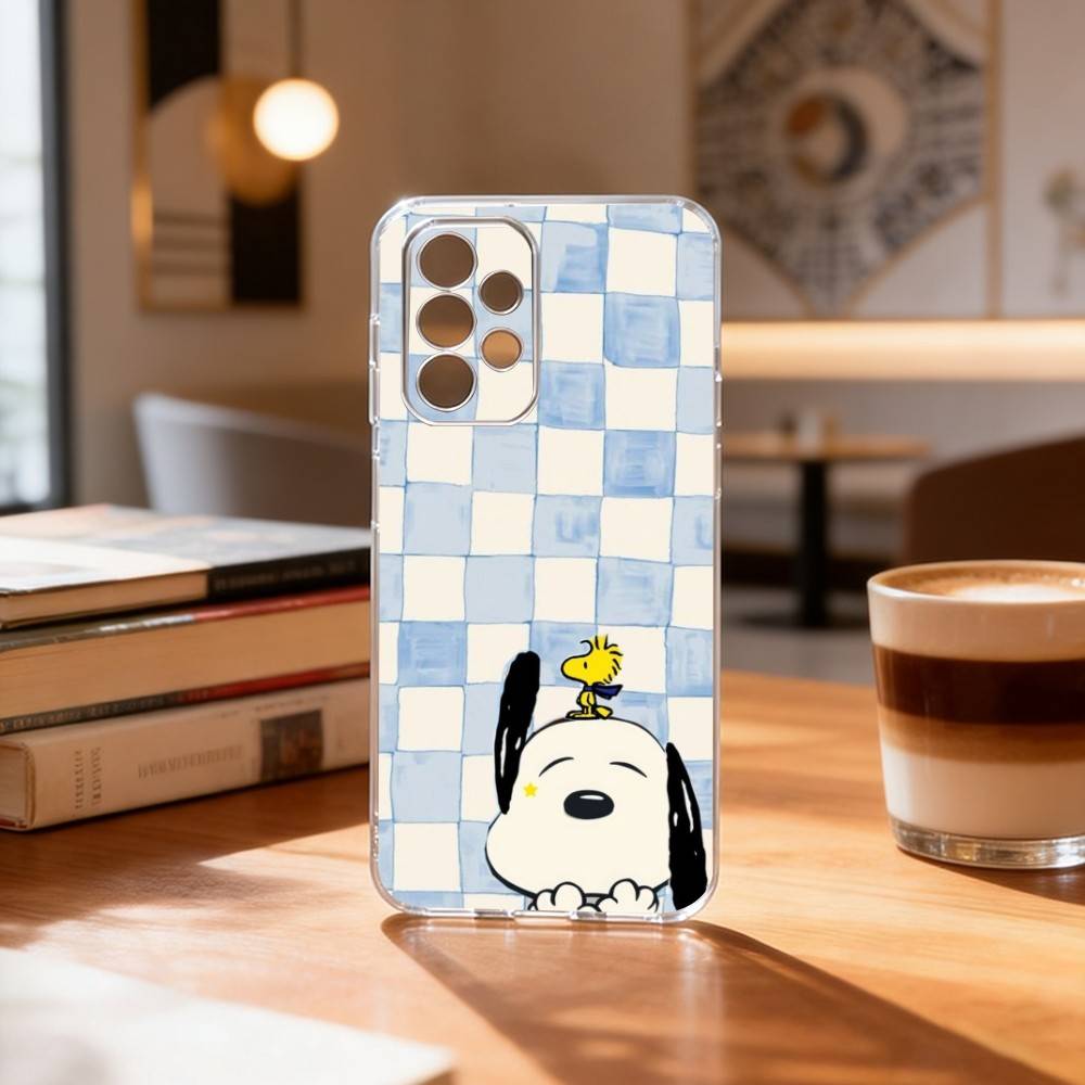 

checked striped S-noopp-y Phone Case For Samsung S25,S24,S21,S22,S23,S30,Ultra,S20,Plus,Fe Transparent Cover Samsung S22plus5G