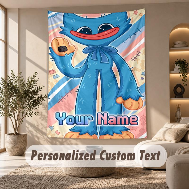 Arazzo Poppy Playtime, Testo Personalizzato su Misura, Arazzo da Appendere a Parete per Soggiorno Decorazione Murale per la Casa