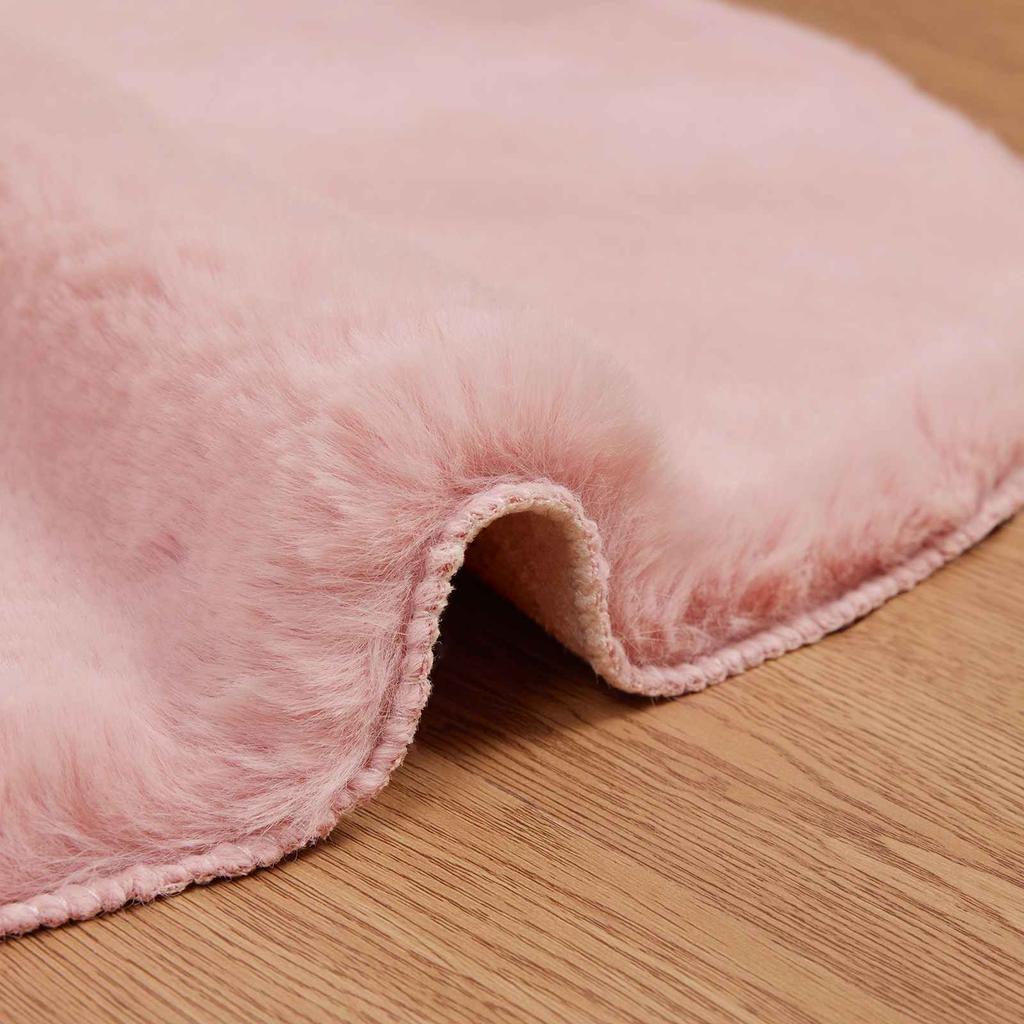 Non Slip Artificial Rabbit Fur Rug OLITE Pink