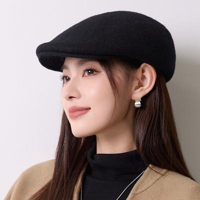 Autumn Winter Newsboy Cap - British Retro Wool Beret Korean Style Unisex Warm Peaked Hat, Fashionable Winter Beanie