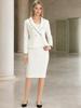 Allegra K Women's Two-Piece Blazer and Skirt Set, White with Tweed Trim, Size M