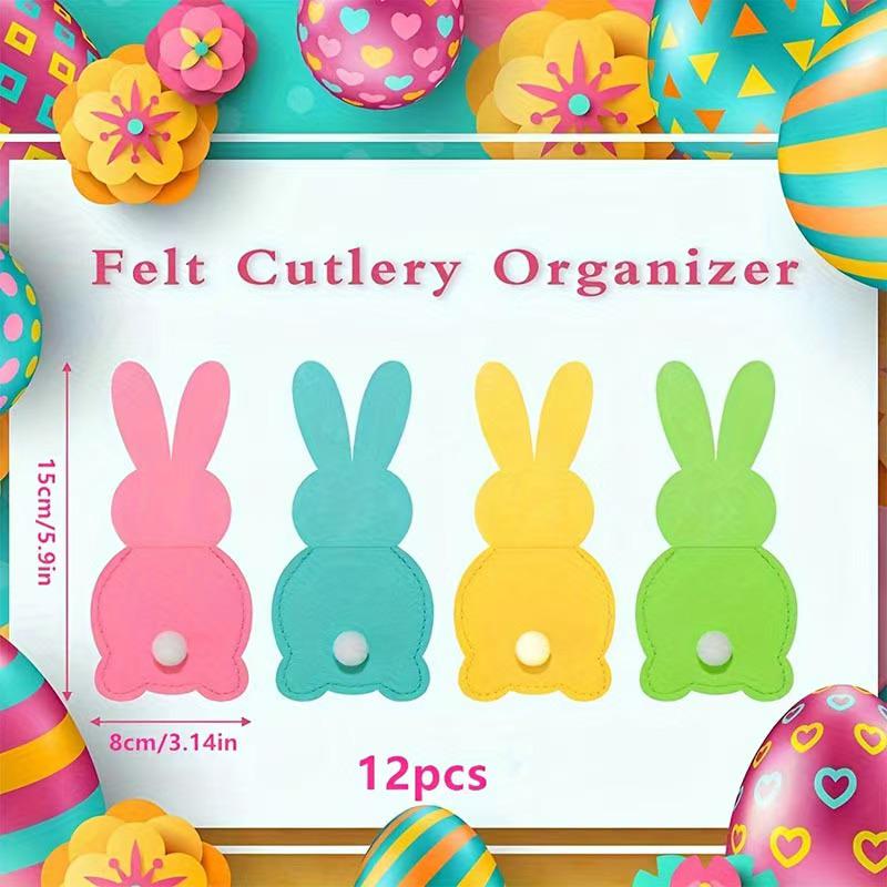 Easter Bunny Felt Cutlery Holder - Fork and Spoon Bag Table Decoration