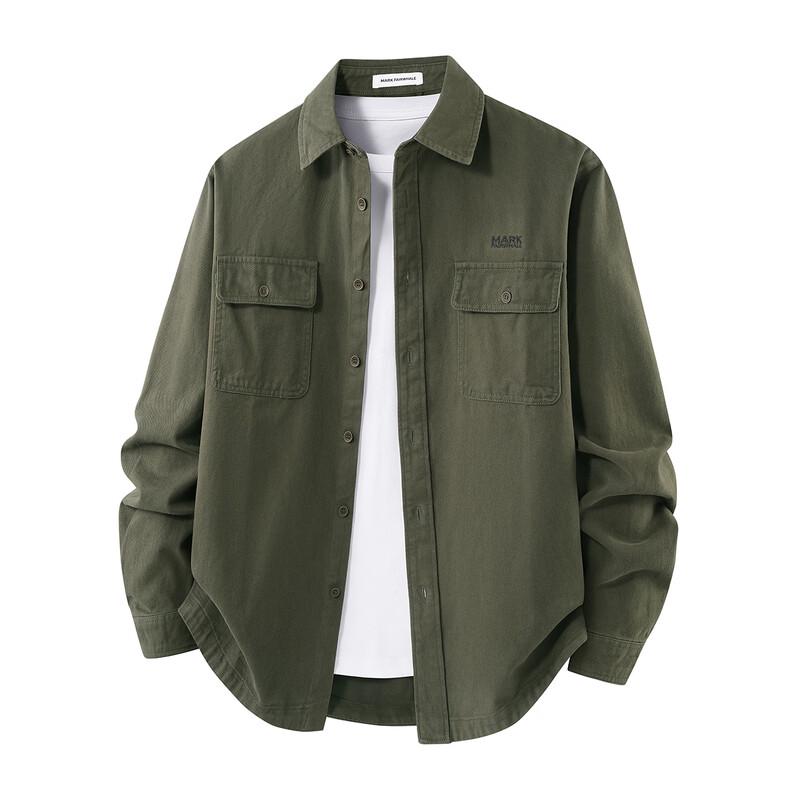 MARK FAIRWHALE Men's Loose Fit Pure Cotton Casual Shirt Jacket