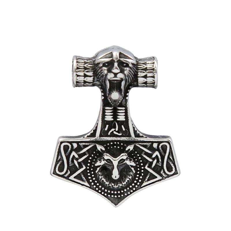 Vikings Thor Hammer Pendant Stainless Steel Mjolnir Necklace Nordic Rune Vegvisir Jewelry Popular Norse Scandinavian
