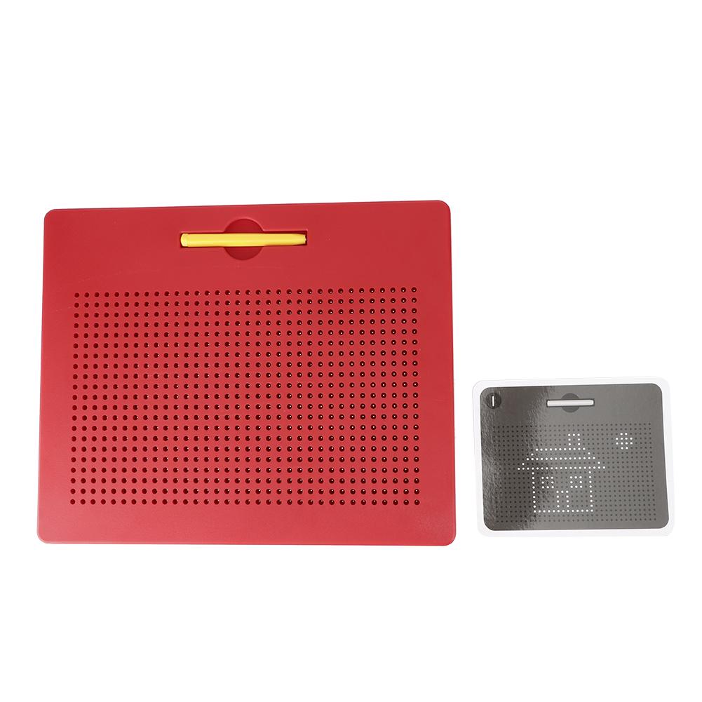 714pcs Magnetic Beads Drawing Writing Pad Sketch Board with Pen Kids Educational Toys (Red)