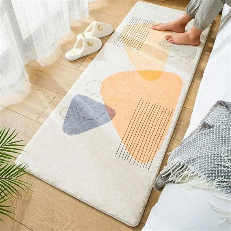 Schlafzimmer Zuhause Teppich Bettvorleger Dekoration Wohnzimmer Weich Türmatten Blätterdruck Flauschig Plüsch Bodenmatte Zottelig Alfombra