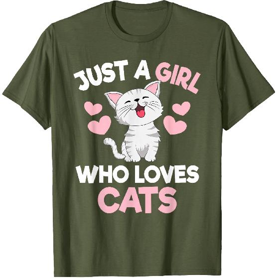 Just A Girl Who Loves Cats Cute Cat Lover Girls Kids T-Shirt