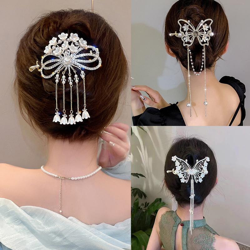 Shark Crab Clips Girls Hair Pin Hair Accessories Women Simple Hair Claw Clip Butterfly Pearl Tassel Hair Clip