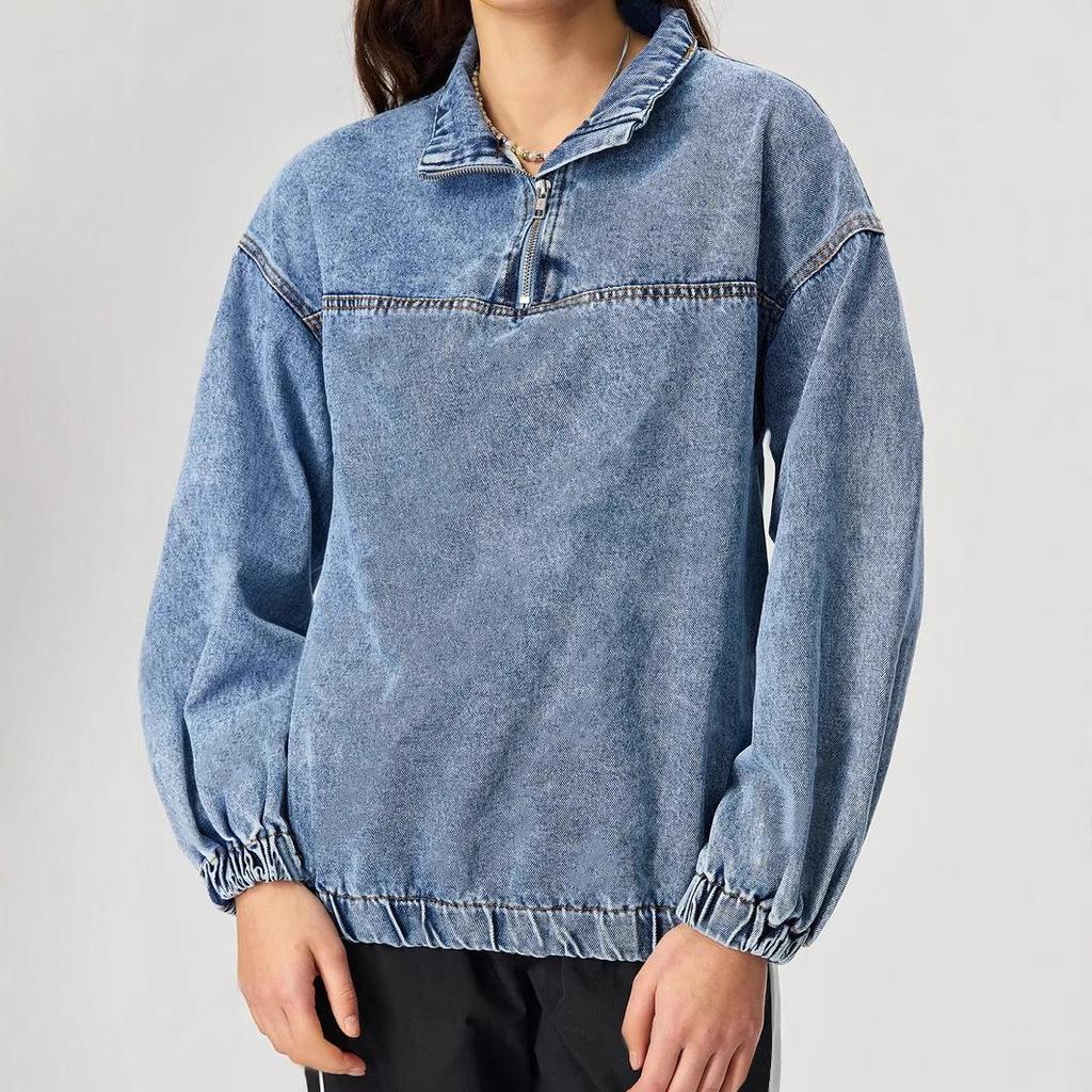 Women's European & American INS Loose Pullover Casual Denim Top