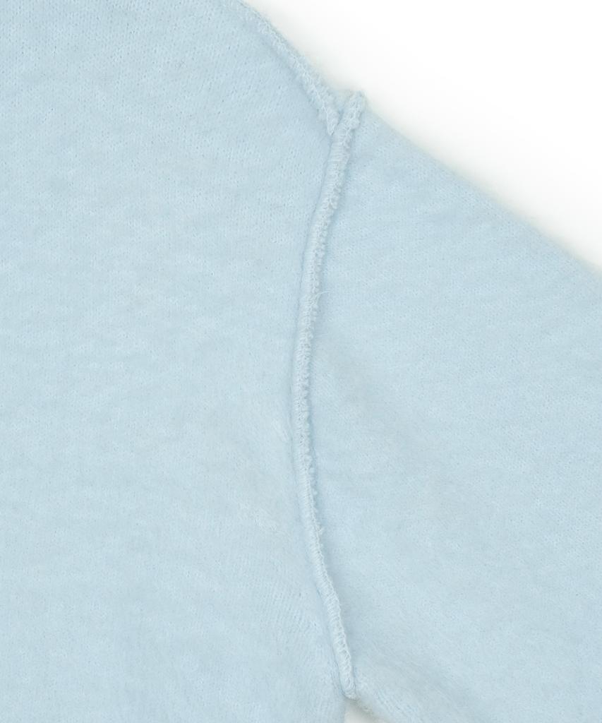 Guvo Out Seam Round-Neck Cardigan, Sky-Blue