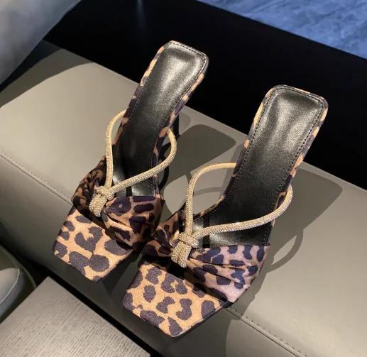 Fashion Purple Satin Rhinestone One-Strap Sandals for Women 2025 Summer New Bow Open-Toe Thin High-Heeled Slippers Casual Fashion Slides